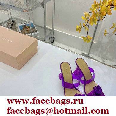 Mach  &  Mach Heel 9.5cm Rose Flower Mules PVC Purple 2022